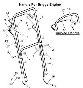 Handle Assembly Diagram and Parts List for 22211E 1996 Briggs and Stratton Lawn Mower
